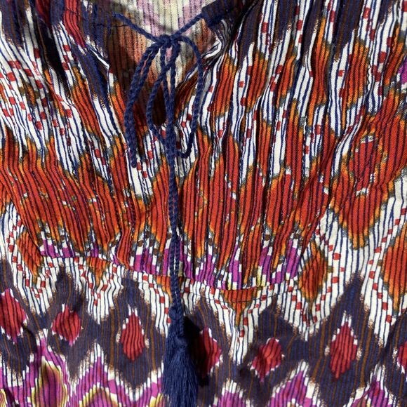 1-6 ARIAT multicolor geometric 3/4 sleeves rayon top S - Picture 6 of 8